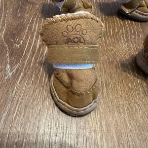 ACL Brown Dog Boots Shoes Size 1  Faux Suede/Faux Sherpa Lined